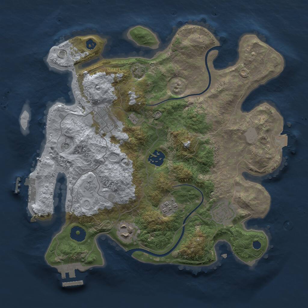 Rust Map: Procedural Map, Size: 3000, Seed: 614806884, 11 Monuments