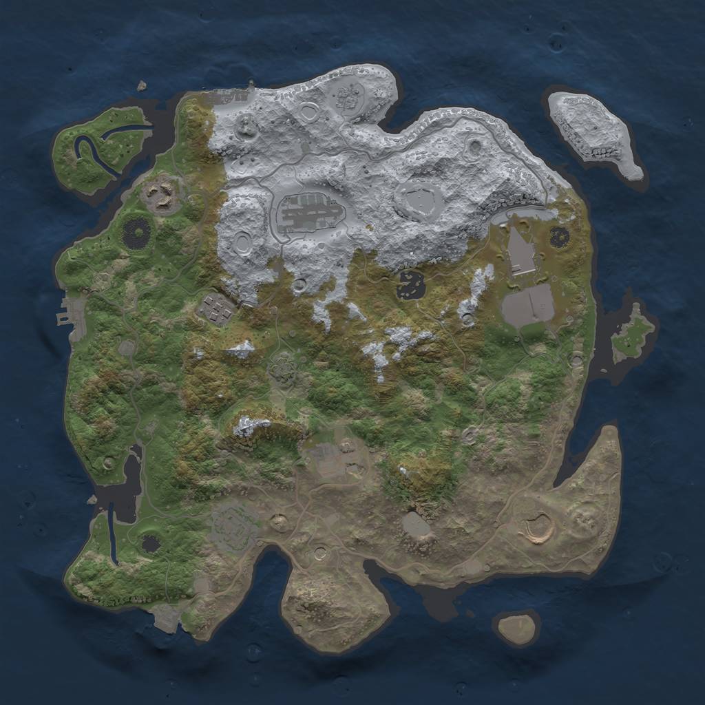 Rust Map: Procedural Map, Size: 3500, Seed: 263441834, 16 Monuments