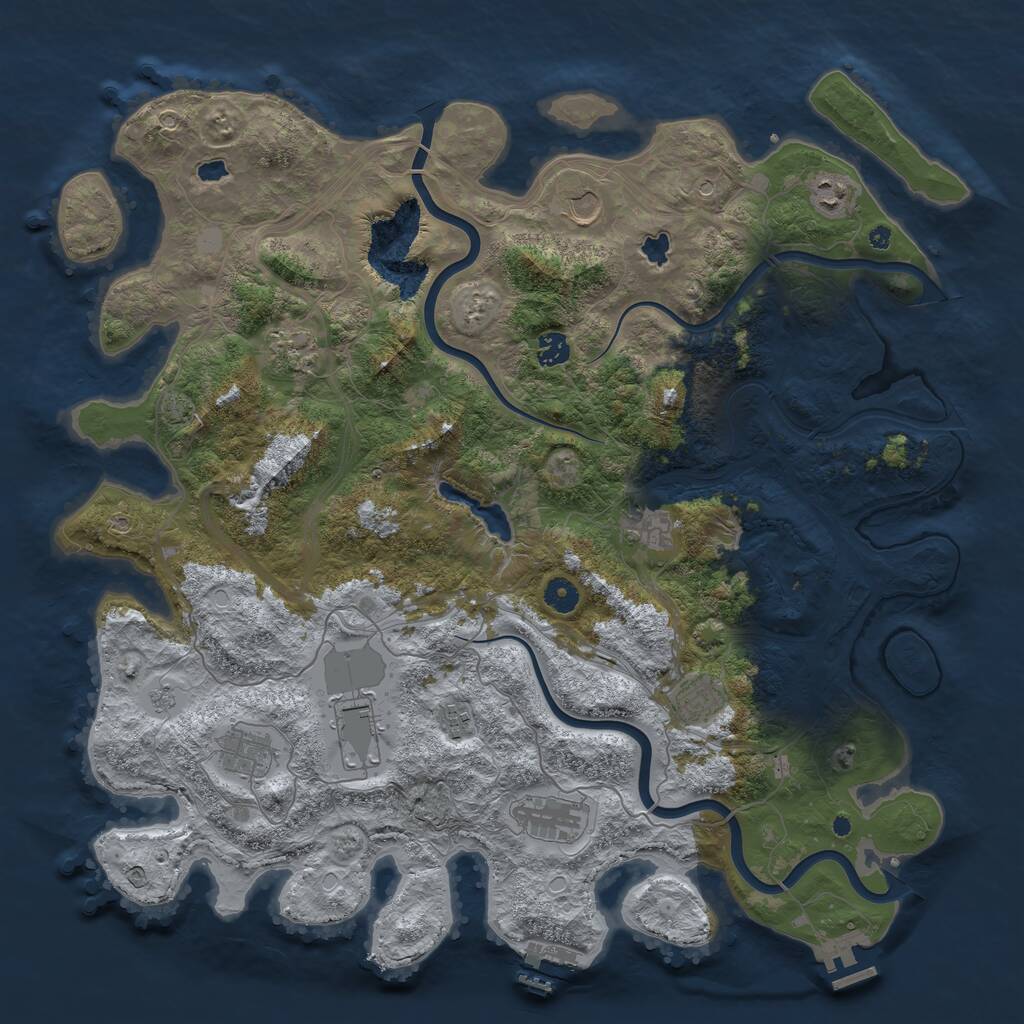 Rust Map: Procedural Map, Size: 4500, Seed: 101988609, 16 Monuments
