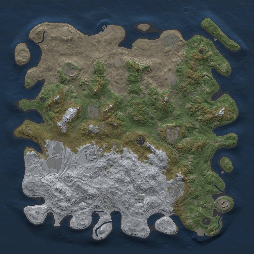 Rust Map: Procedural Map, Size: 4500, Seed: 101988609, 18 Monuments