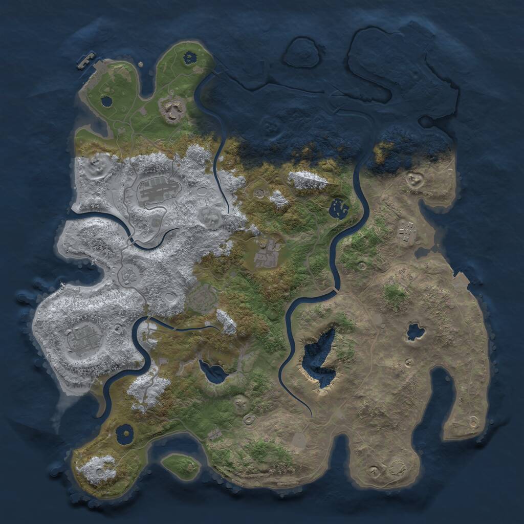 Rust Map: Procedural Map, Size: 4000, Seed: 2024, 13 Monuments