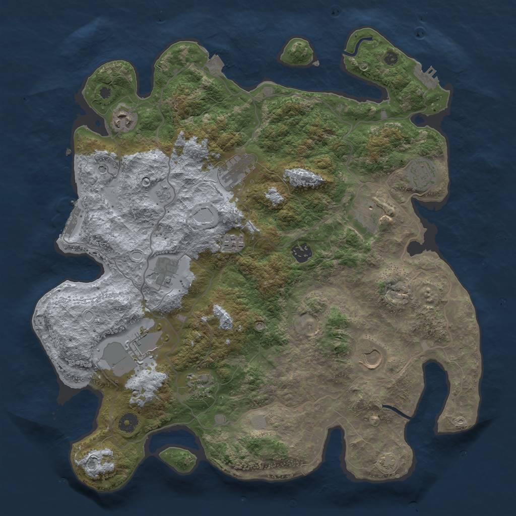 Rust Map: Procedural Map, Size: 4000, Seed: 2024, 18 Monuments