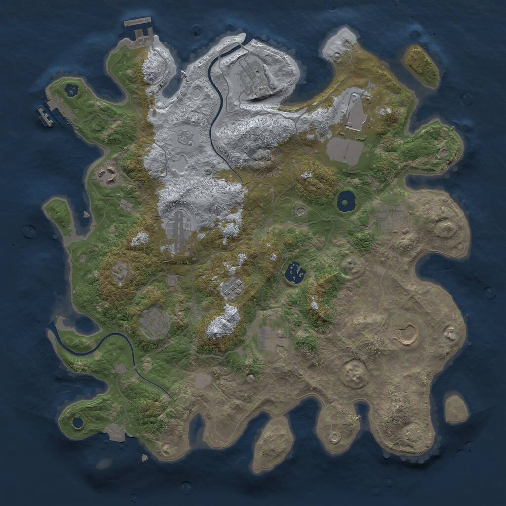 Rust Map: Procedural Map, Size: 3750, Seed: 40552686, 16 Monuments