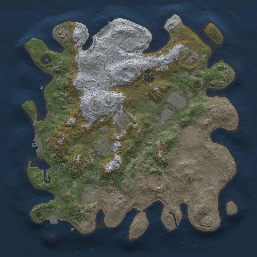 Rust Map: Procedural Map, Size: 3750, Seed: 40552686, 19 Monuments