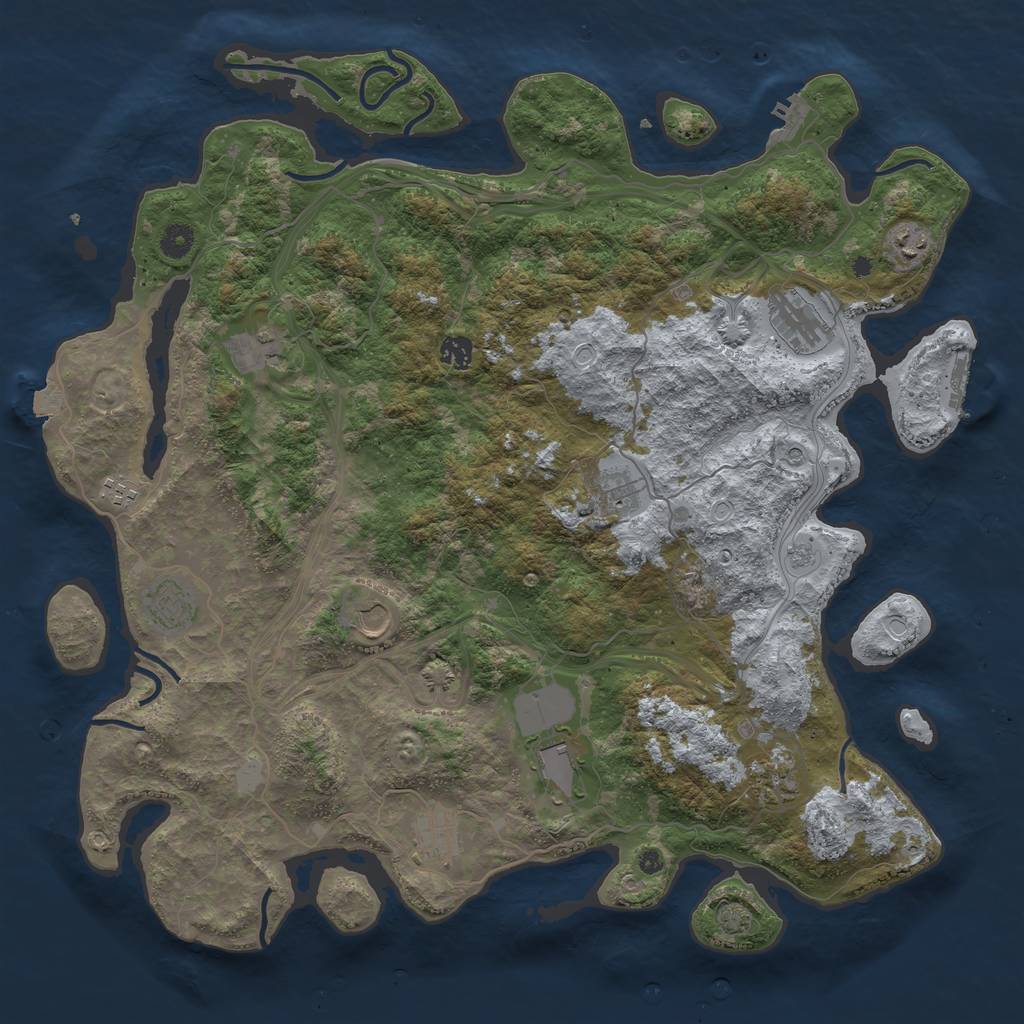 Rust Map: Procedural Map, Size: 4500, Seed: 77715210, 19 Monuments