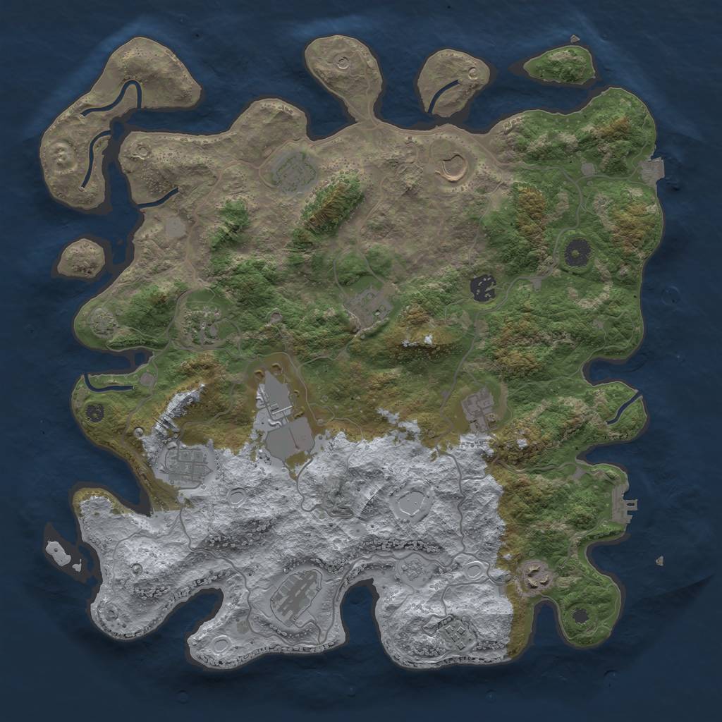 Rust Map: Procedural Map, Size: 4000, Seed: 1915335495, 18 Monuments