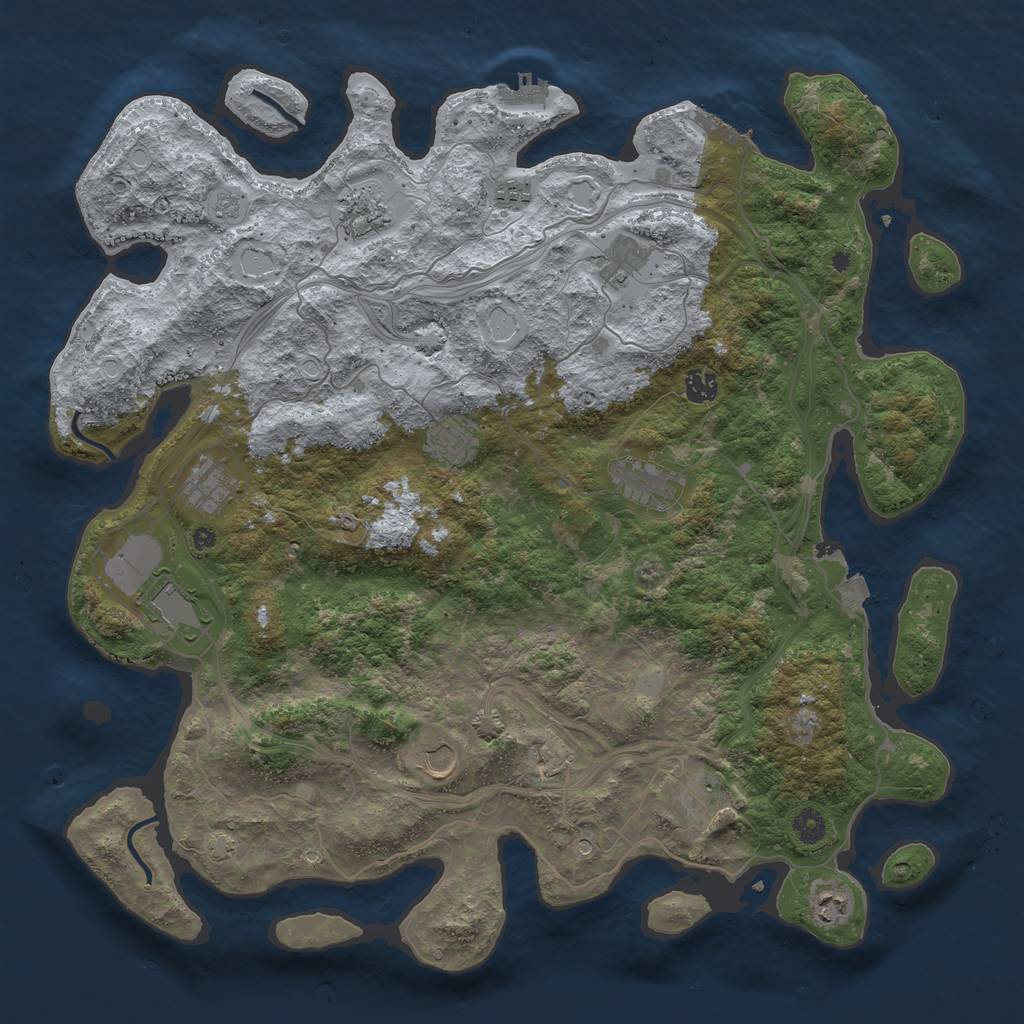 Rust Map: Procedural Map, Size: 4500, Seed: 1490184761, 19 Monuments