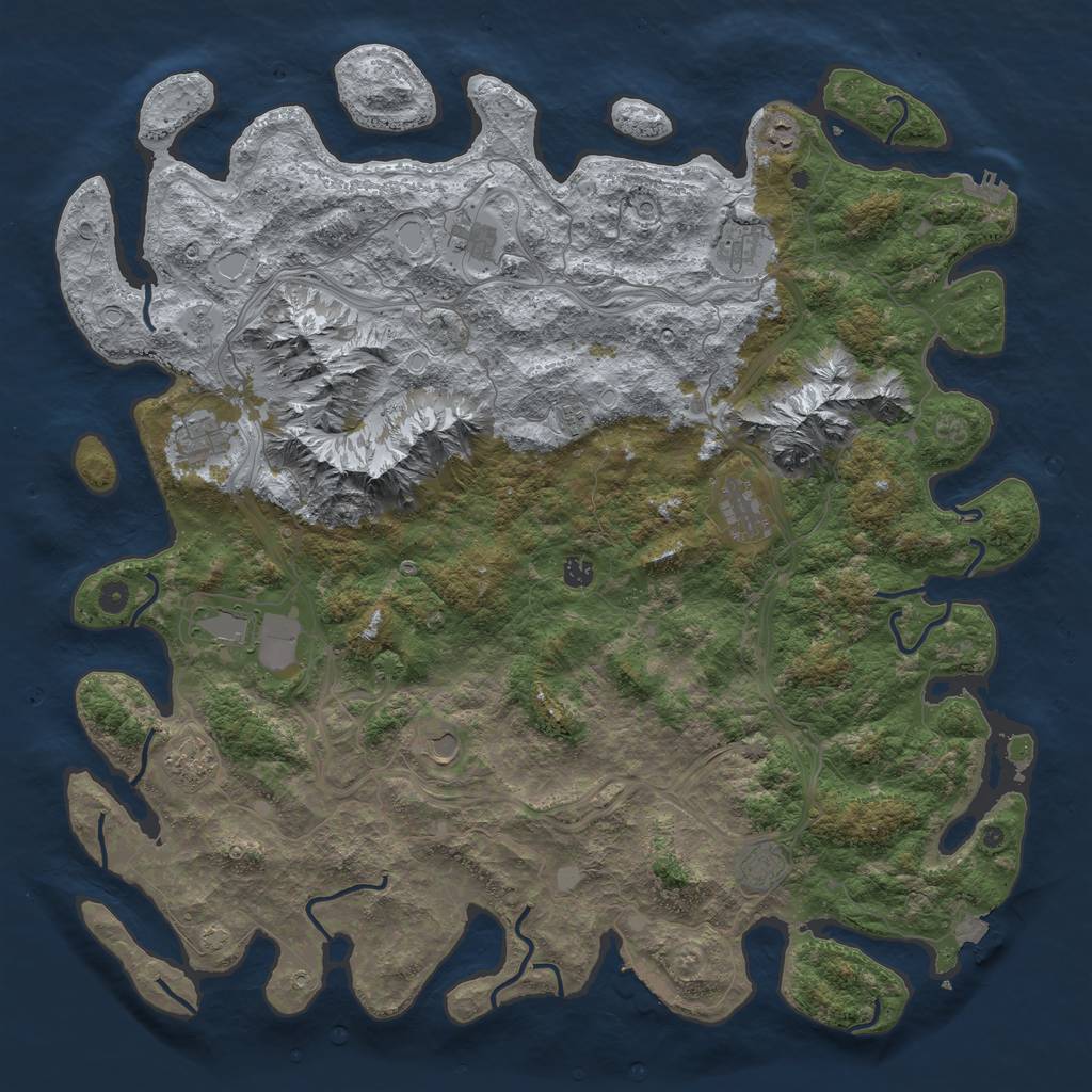 Rust Map: Procedural Map, Size: 5250, Seed: 471998658, 19 Monuments