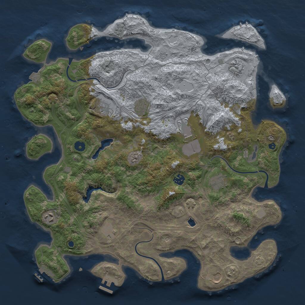 Rust Map: Procedural Map, Size: 4300, Seed: 84836098, 16 Monuments