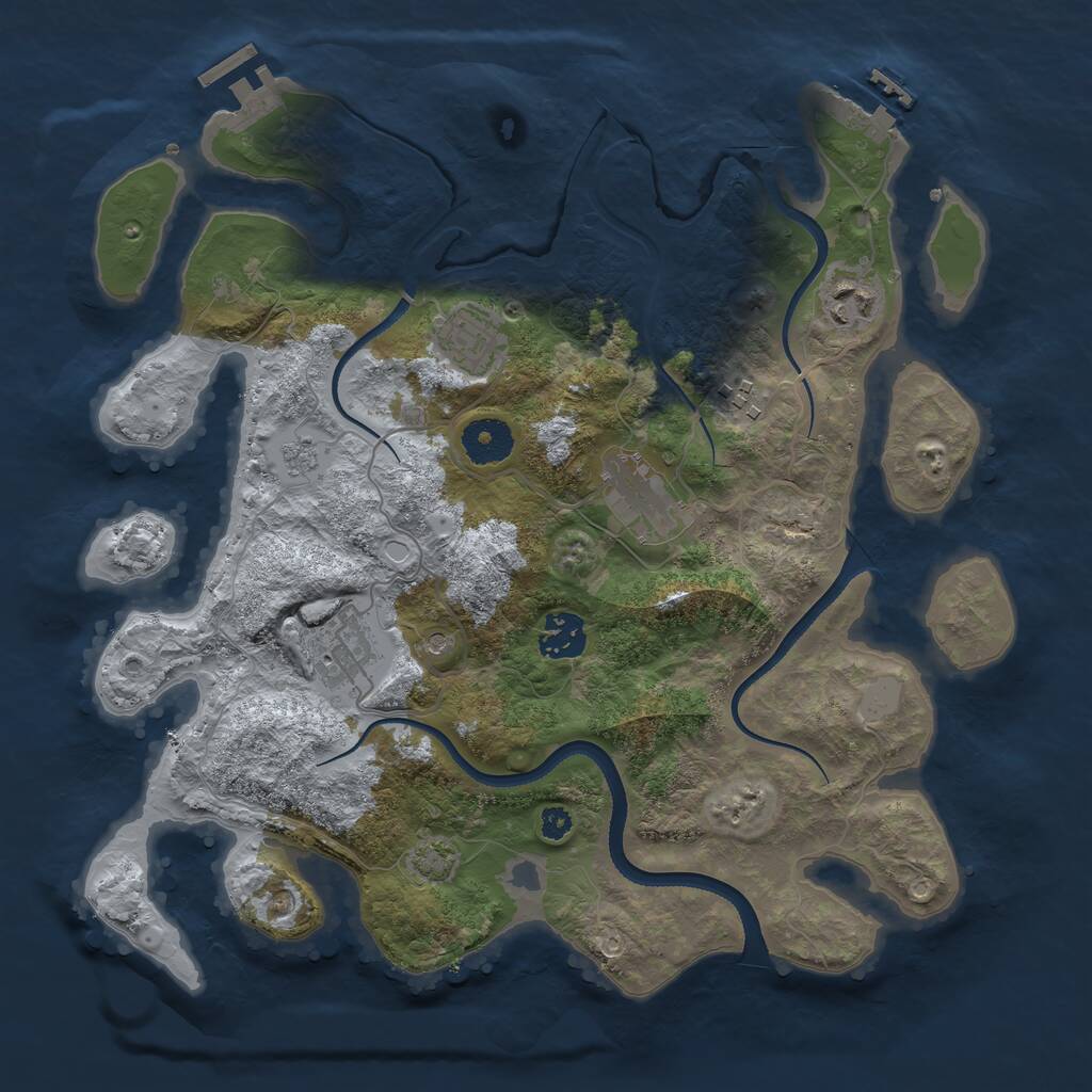 Rust Map: Procedural Map, Size: 3400, Seed: 48517841, 12 Monuments