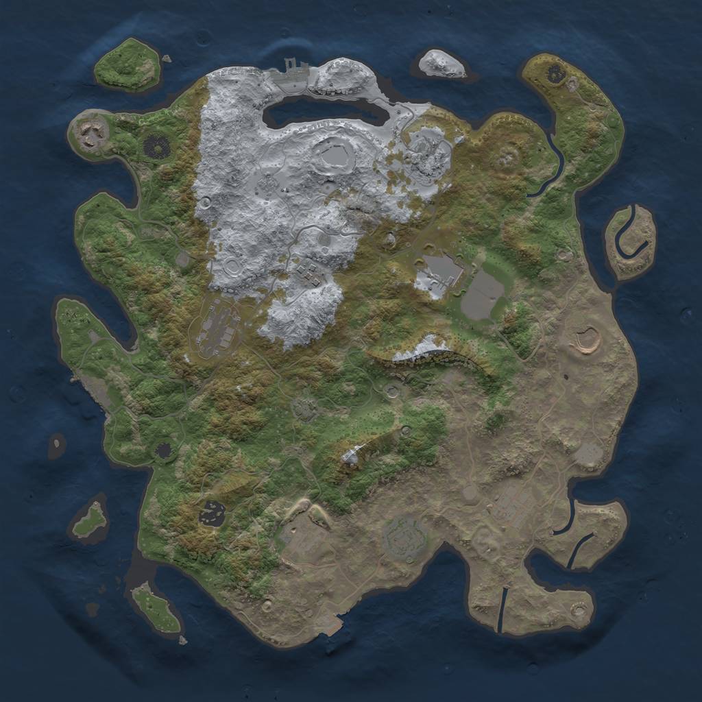 Rust Map: Procedural Map, Size: 3950, Seed: 26299220, 18 Monuments
