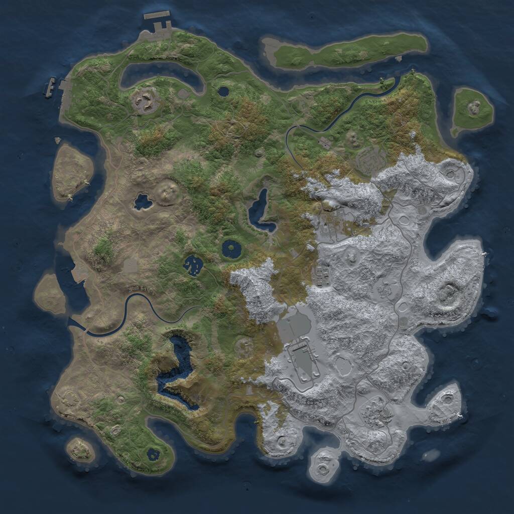 Rust Map: Procedural Map, Size: 4000, Seed: 438216935, 13 Monuments