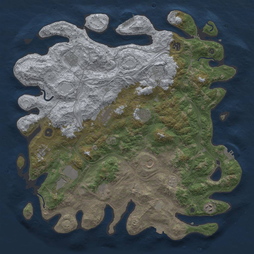 Rust Map: Procedural Map, Size: 4500, Seed: 310727512, 19 Monuments