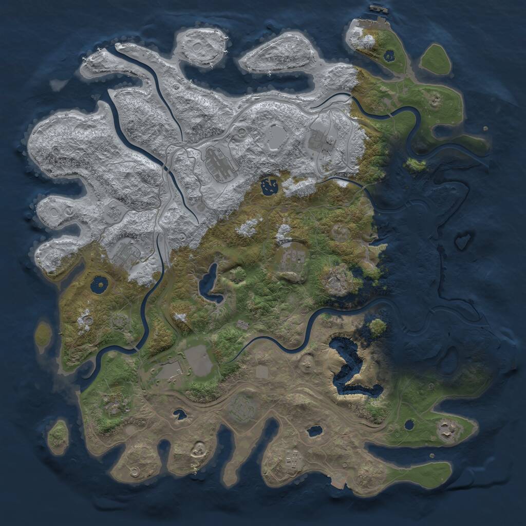Rust Map: Procedural Map, Size: 4500, Seed: 310727512, 16 Monuments