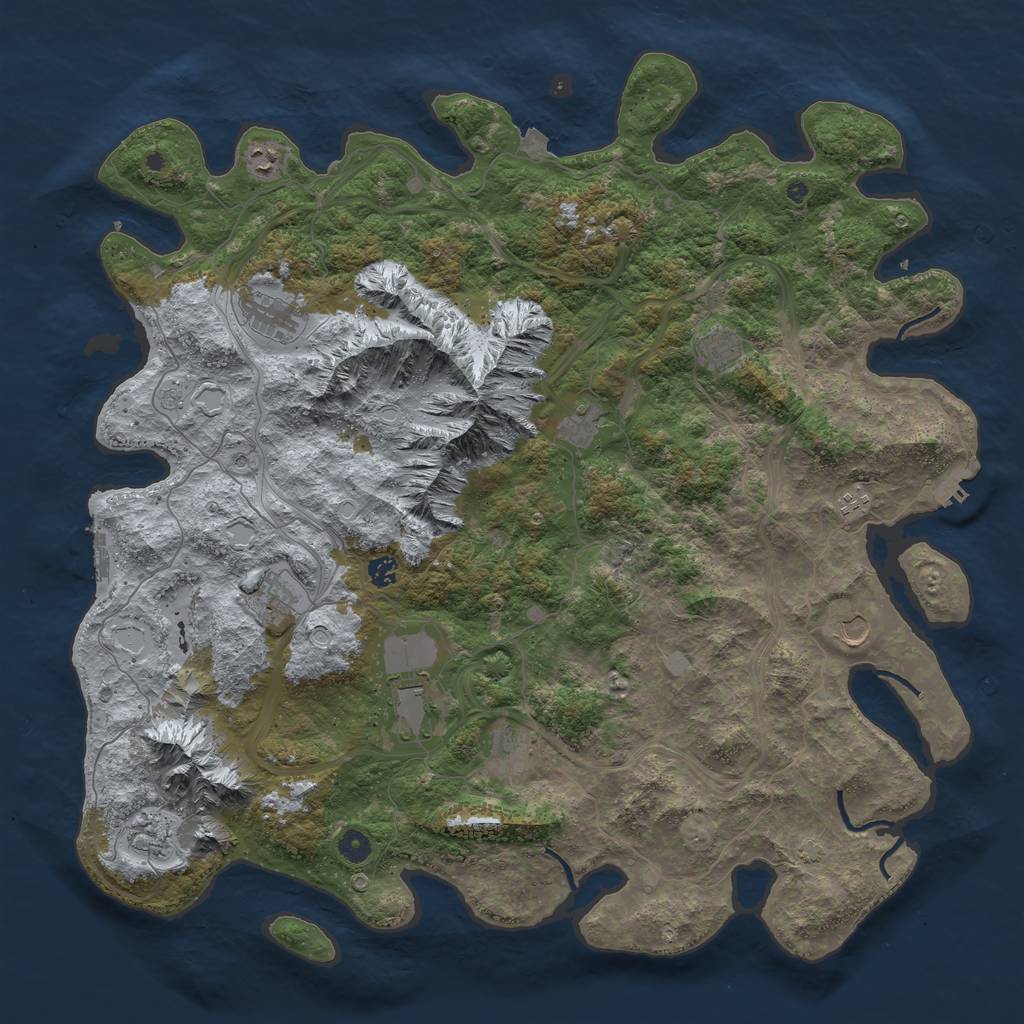 Rust Map: Procedural Map, Size: 5000, Seed: 1233389, 19 Monuments