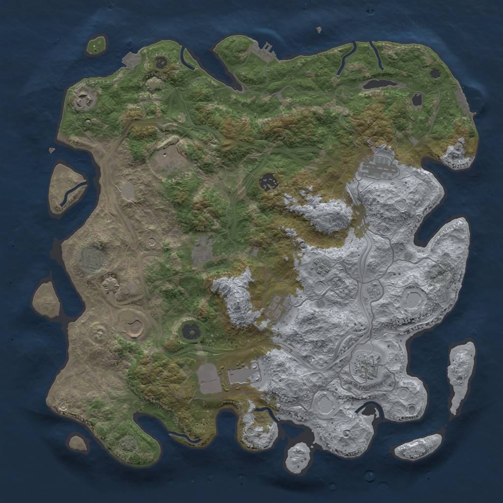 Rust Map: Procedural Map, Size: 4250, Seed: 438216935, 19 Monuments