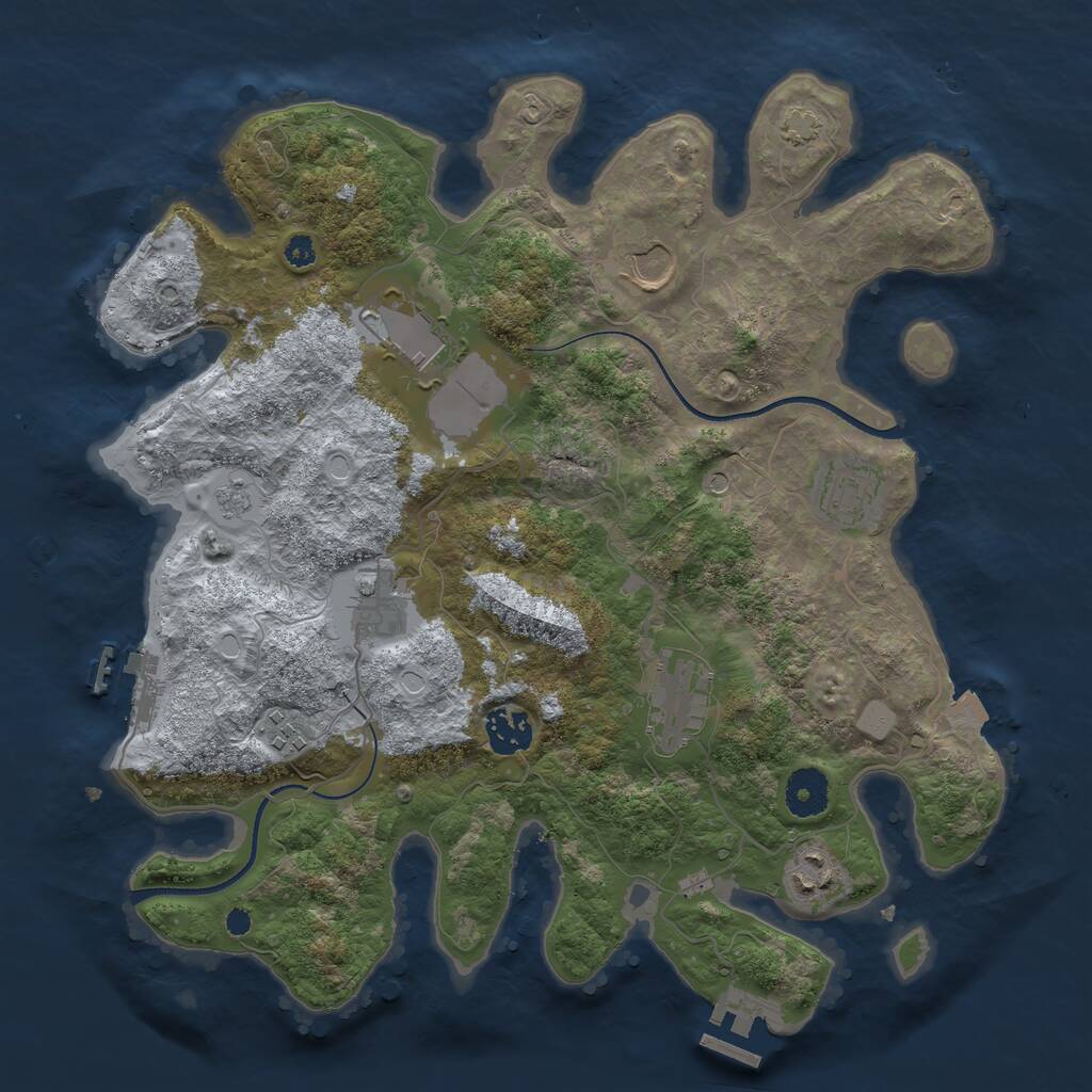 Rust Map: Procedural Map, Size: 3500, Seed: 851446297, 14 Monuments