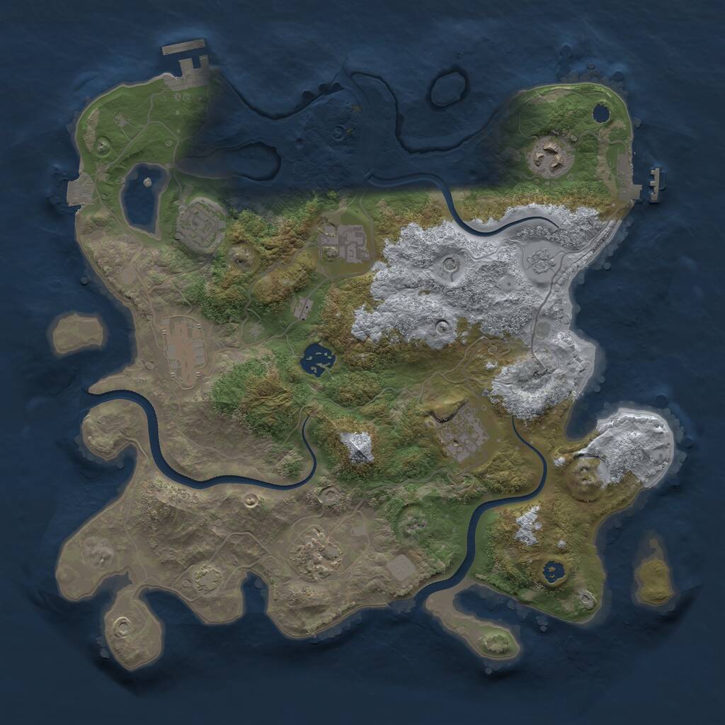 Rust Map: Procedural Map, Size: 3400, Seed: 23119336, 13 Monuments