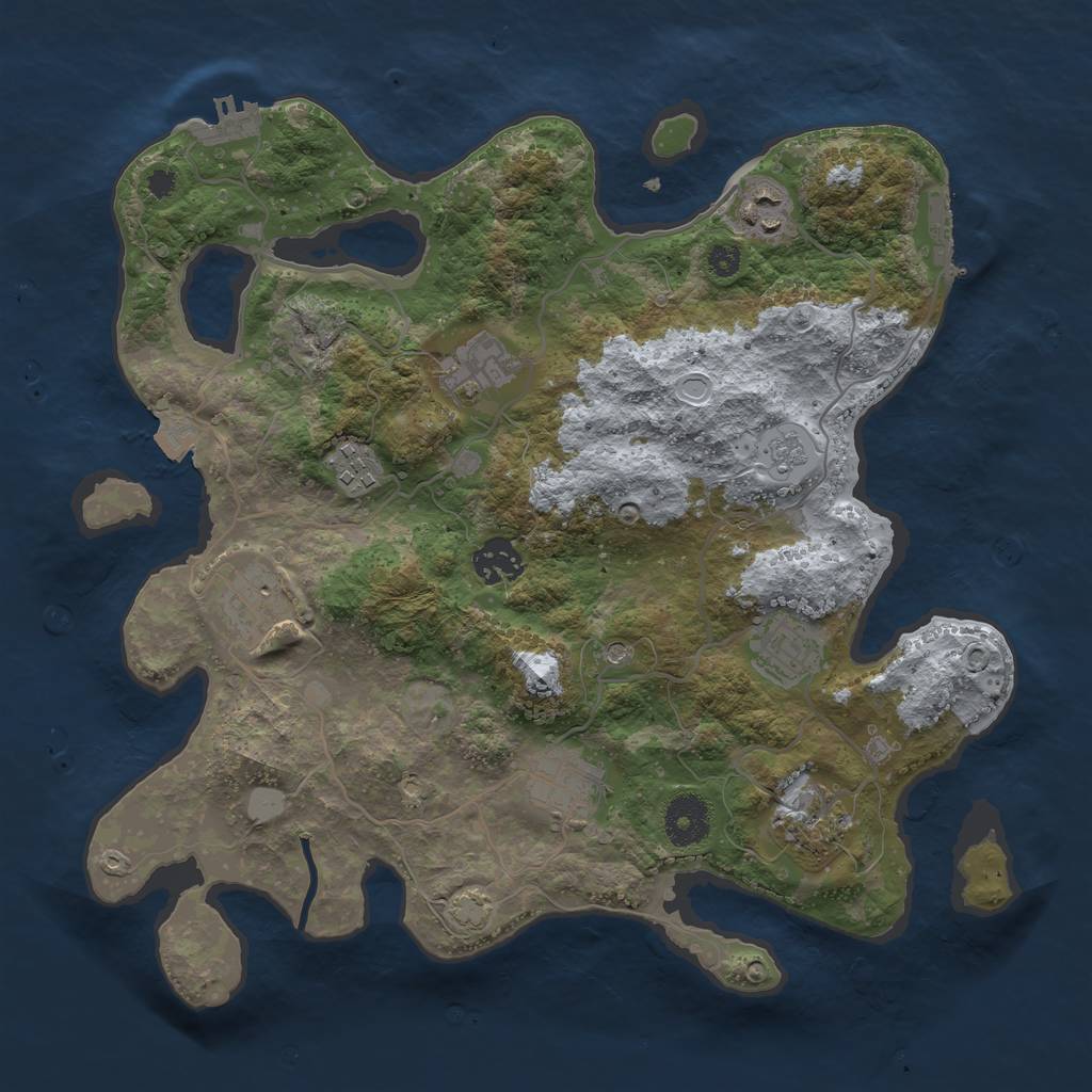 Rust Map: Procedural Map, Size: 3400, Seed: 23119336, 16 Monuments