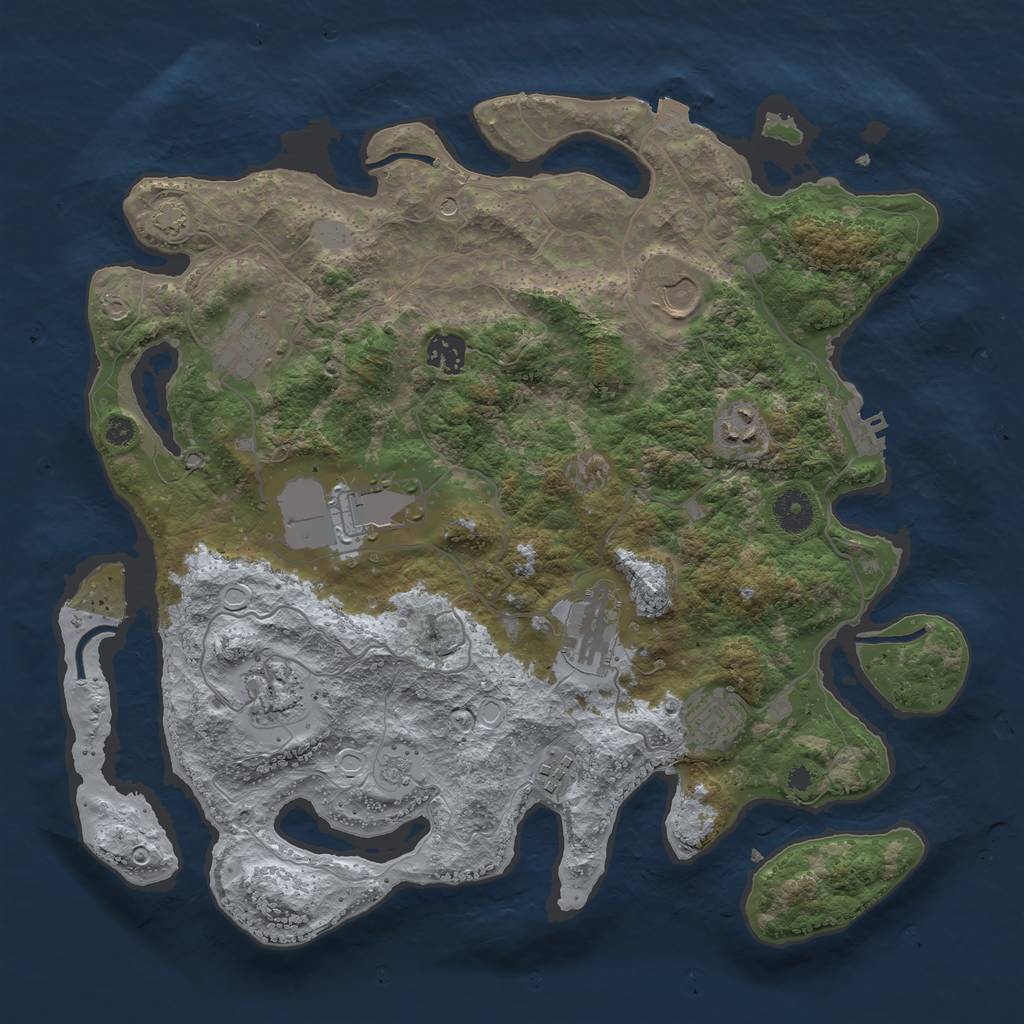 Rust Map: Procedural Map, Size: 3750, Seed: 794022751, 16 Monuments