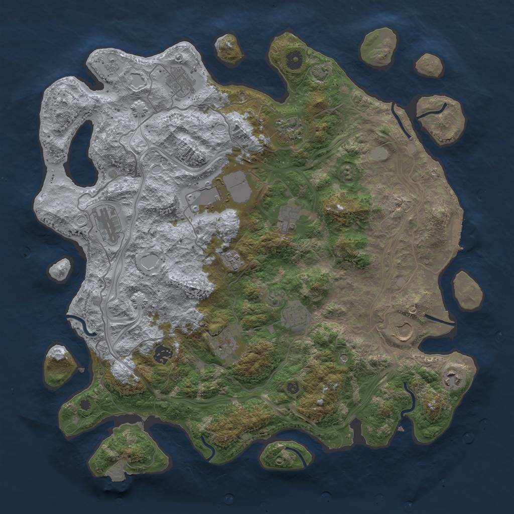 Rust Map: Procedural Map, Size: 4250, Seed: 1145144029, 18 Monuments