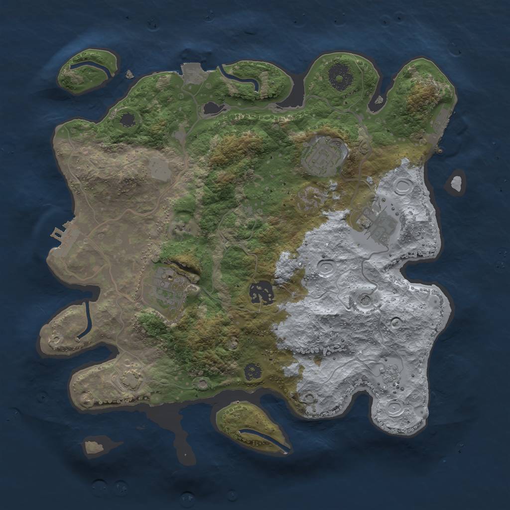 Rust Map: Procedural Map, Size: 3000, Seed: 924219597, 12 Monuments