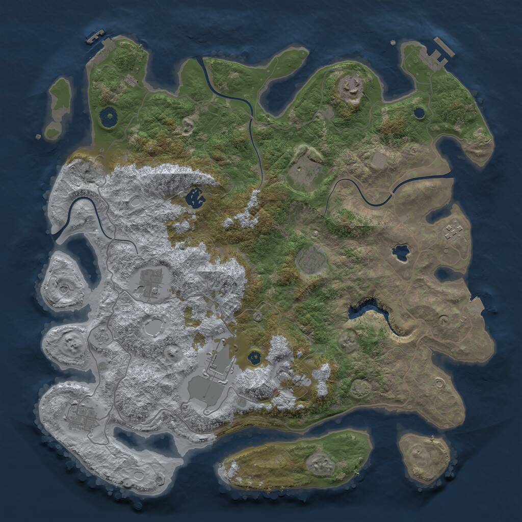 Rust Map: Procedural Map, Size: 4096, Seed: 1822173252, 15 Monuments