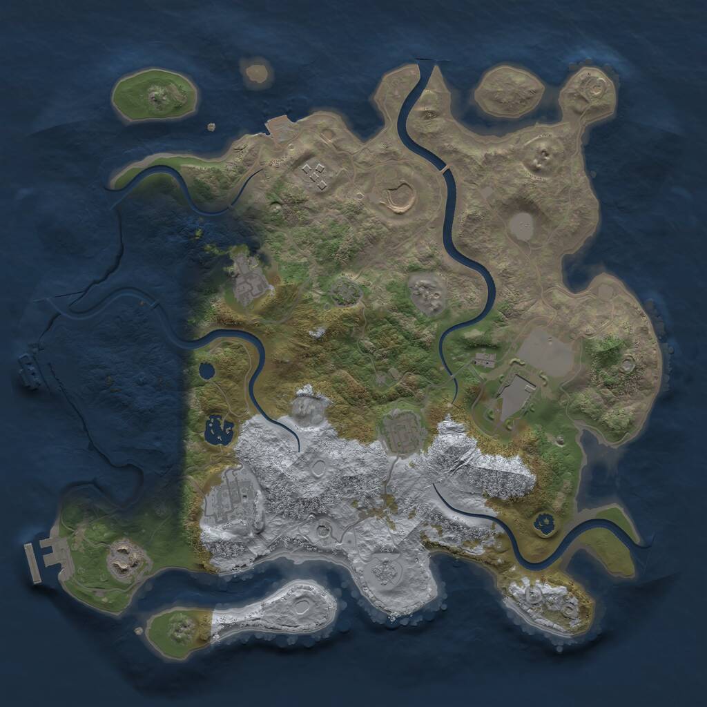 Rust Map: Procedural Map, Size: 3500, Seed: 544498612, 14 Monuments