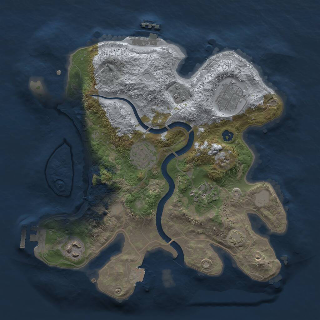 Rust Map: Procedural Map, Size: 2800, Seed: 18109703, 9 Monuments