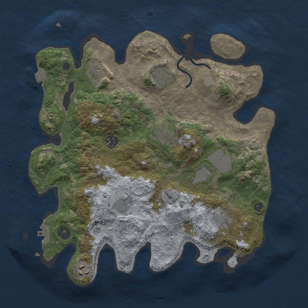 Rust Map: Procedural Map, Size: 3500, Seed: 380393381, 15 Monuments