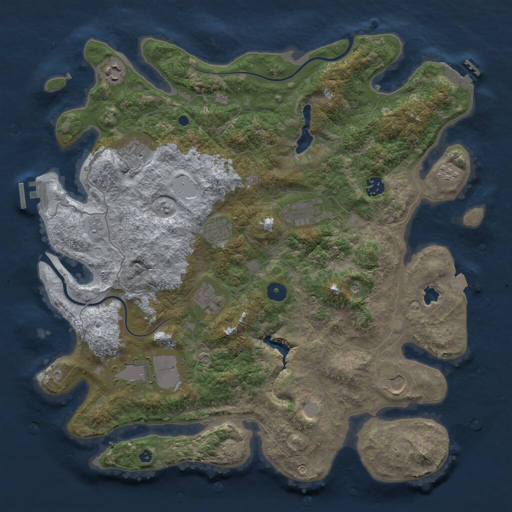 Rust Map: Procedural Map, Size: 4000, Seed: 33508986, 15 Monuments