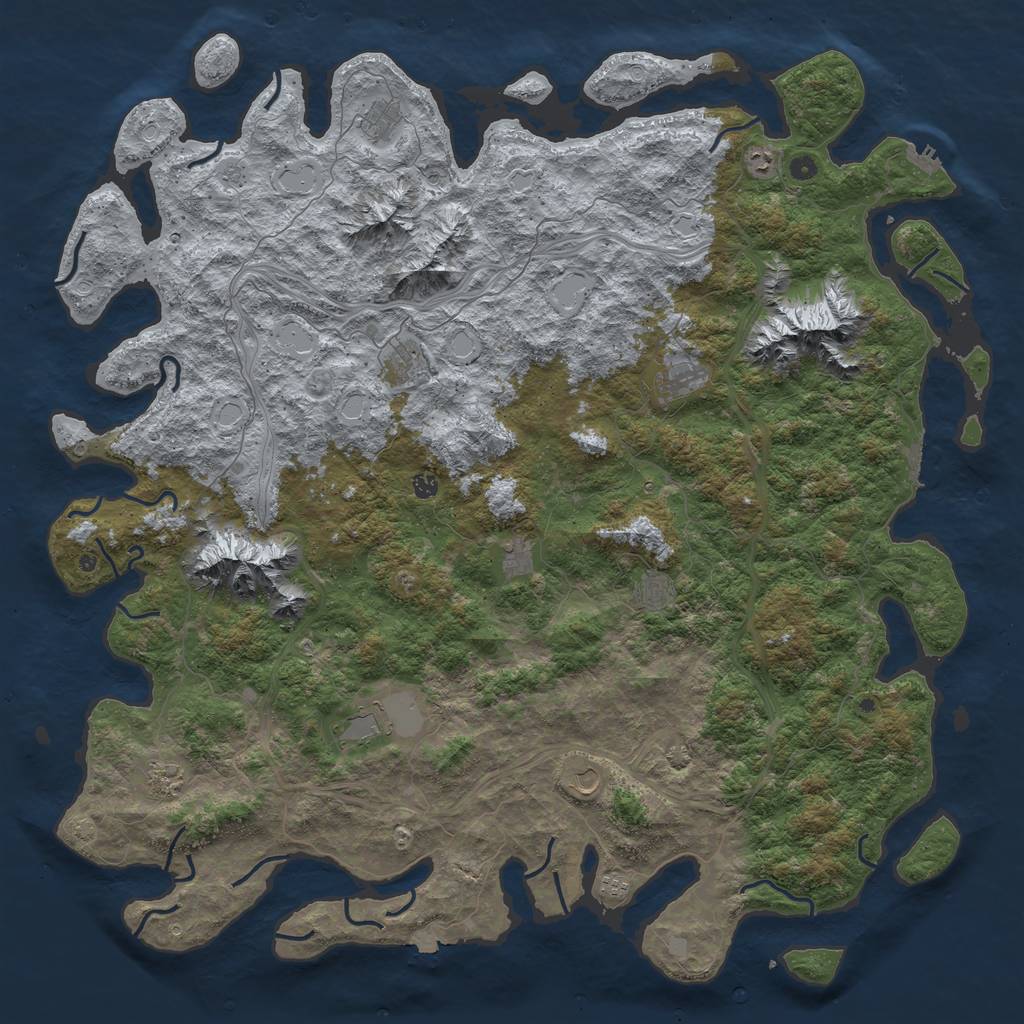 Rust Map: Procedural Map, Size: 6000, Seed: 77389584, 19 Monuments