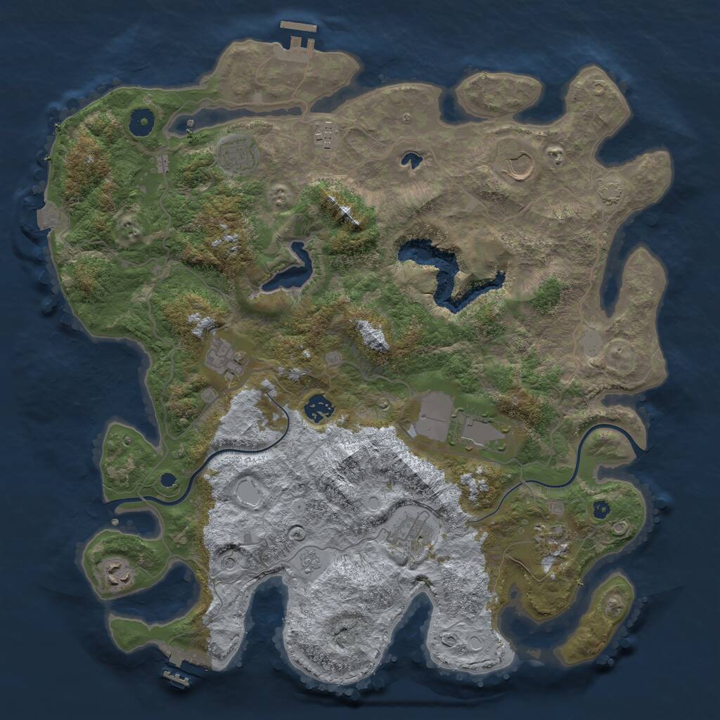 Rust Map: Procedural Map, Size: 4000, Seed: 318004841, 15 Monuments