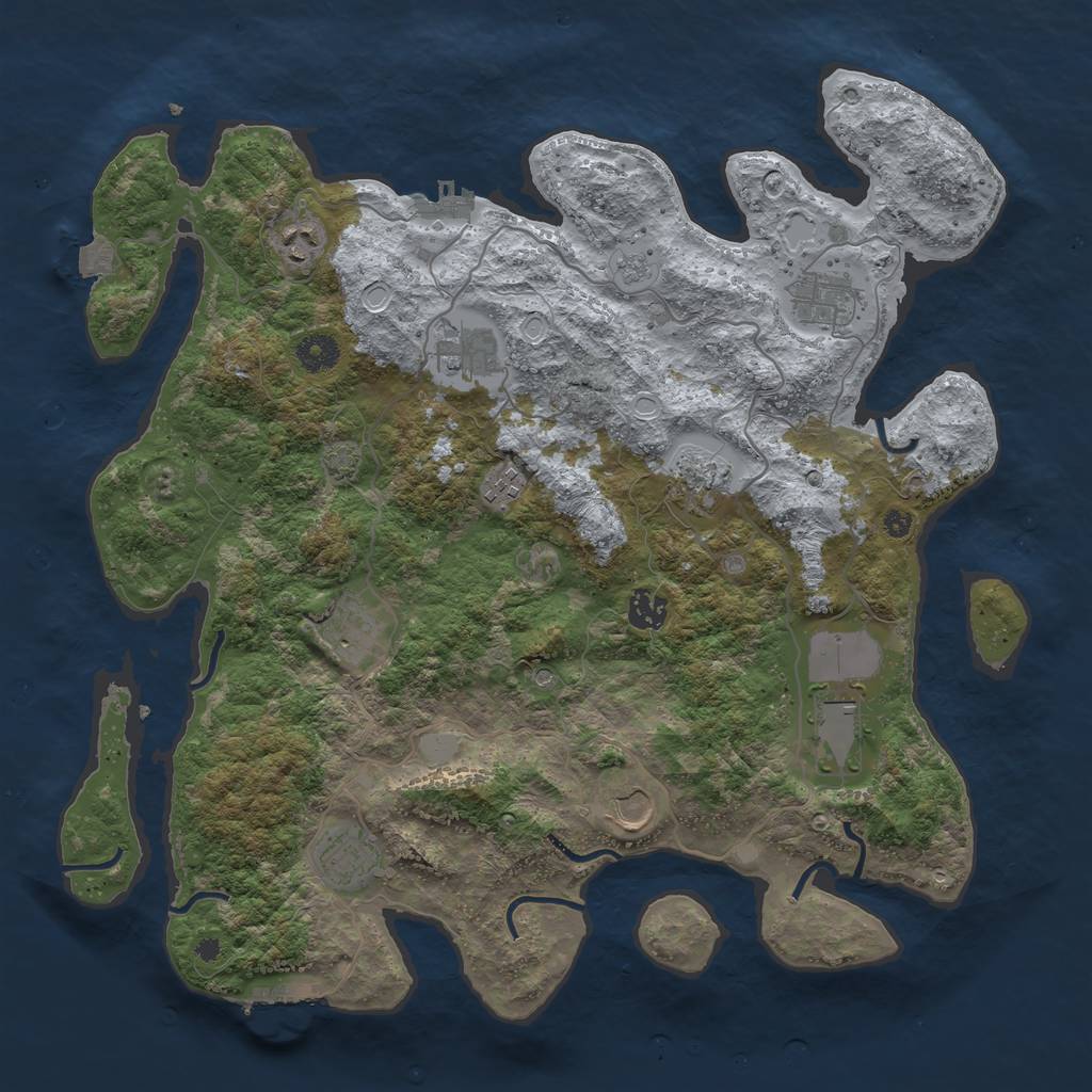 Rust Map: Procedural Map, Size: 4000, Seed: 370268907, 18 Monuments
