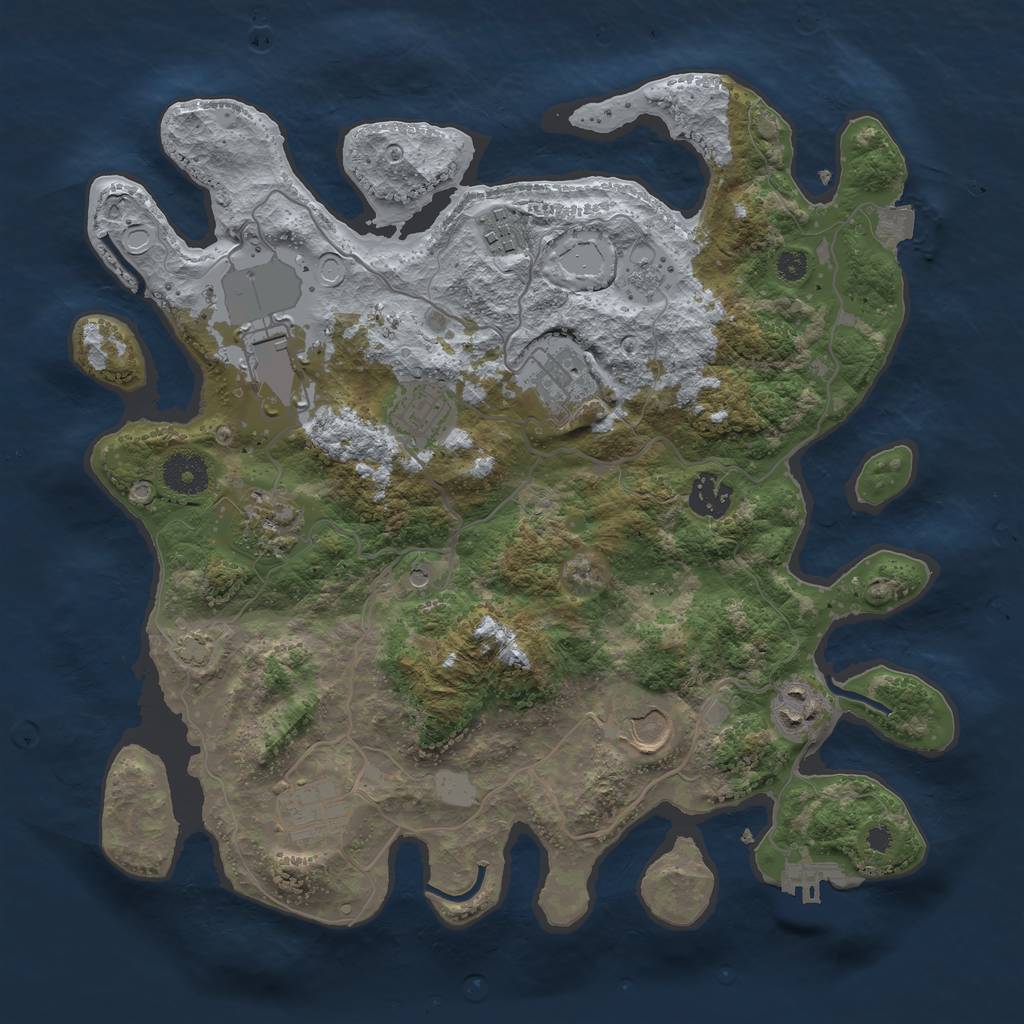 Rust Map: Procedural Map, Size: 3500, Seed: 1662662909, 16 Monuments