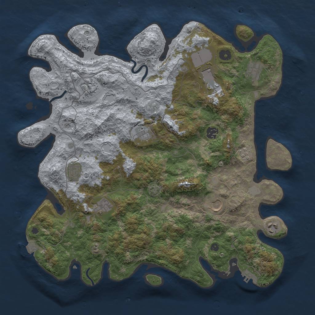 Rust Map: Procedural Map, Size: 4000, Seed: 298351876, 17 Monuments