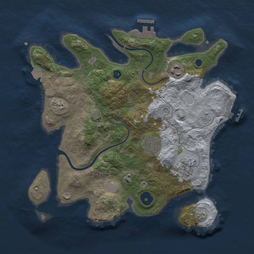 Rust Map: Procedural Map, Size: 3000, Seed: 5501, 9 Monuments