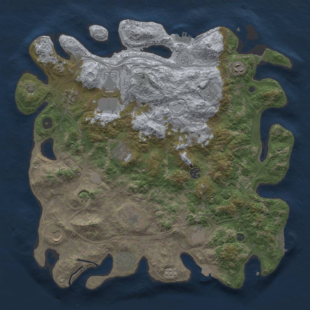 Rust Map: Procedural Map, Size: 4250, Seed: 1052806185, 19 Monuments