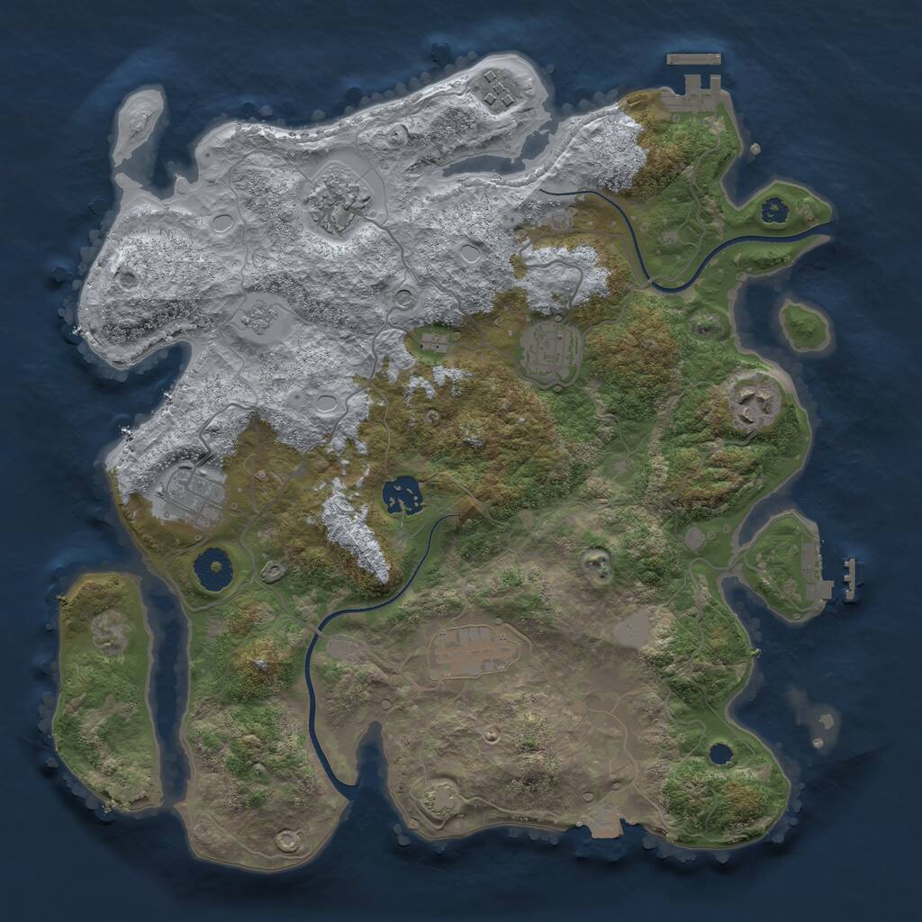 Rust Map: Procedural Map, Size: 3450, Seed: 14617053, 13 Monuments