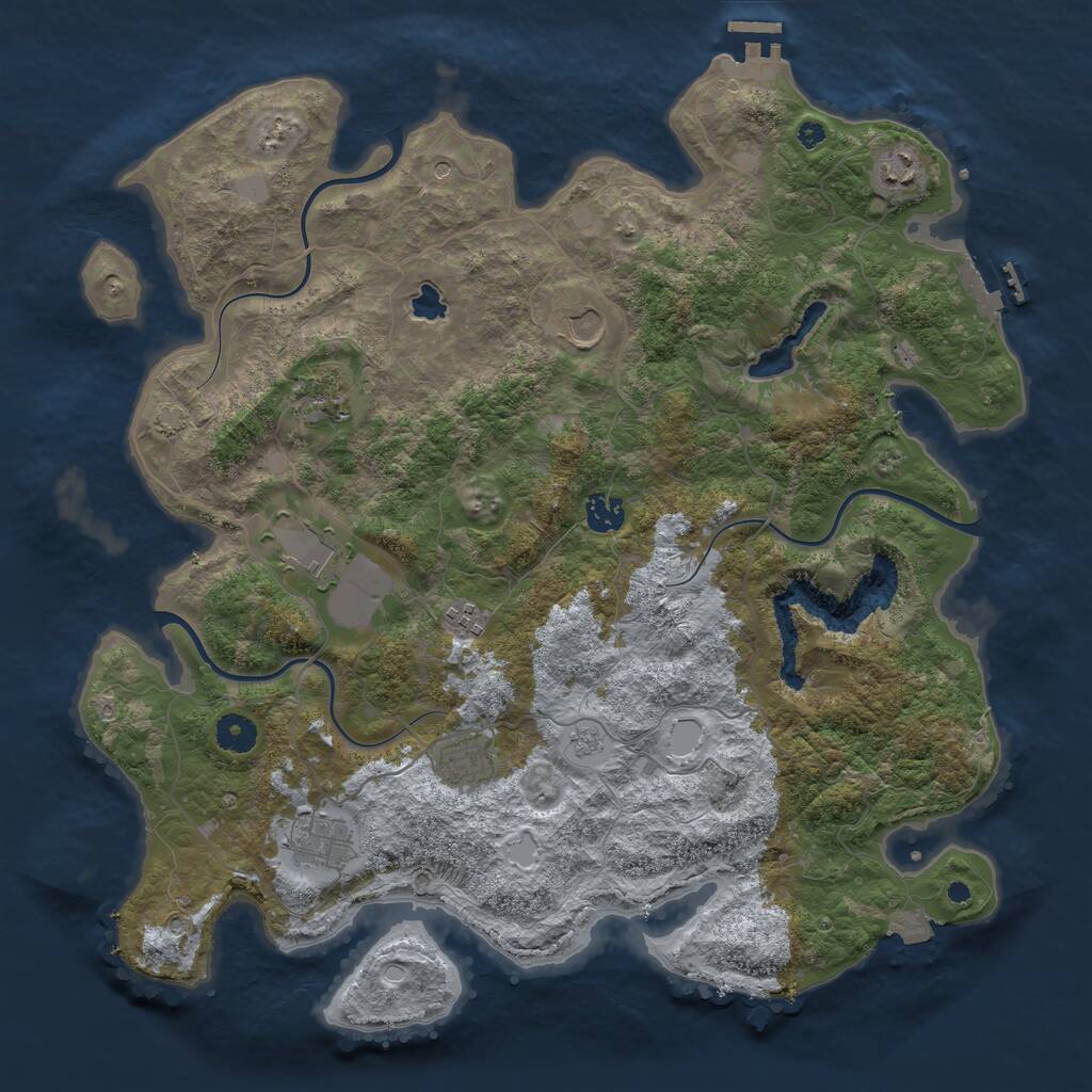 Rust Map: Procedural Map, Size: 4100, Seed: 51801894, 14 Monuments