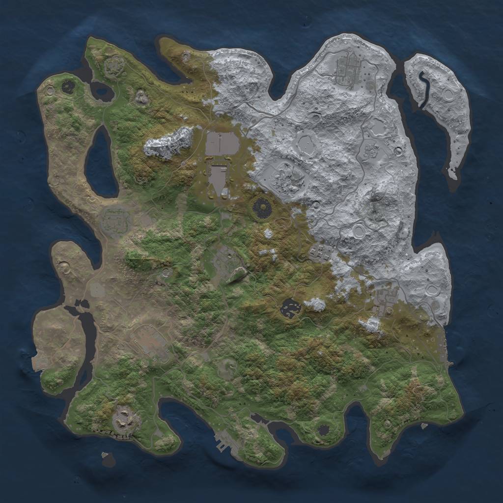 Rust Map: Procedural Map, Size: 3850, Seed: 209283502, 18 Monuments