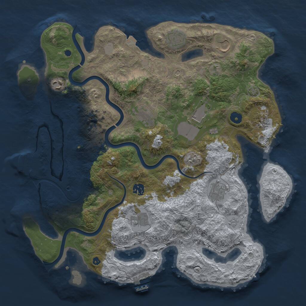Rust Map: Procedural Map, Size: 3900, Seed: 24513235, 16 Monuments