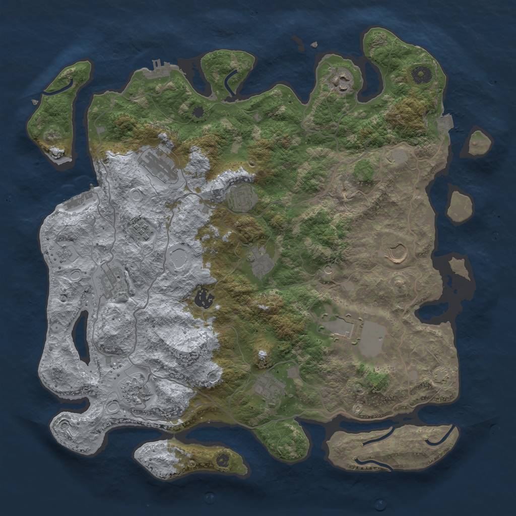 Rust Map: Procedural Map, Size: 4000, Seed: 1791184060, 19 Monuments