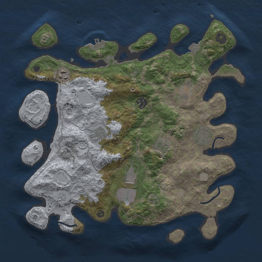 Rust Map: Procedural Map, Size: 3550, Seed: 22786477, 14 Monuments