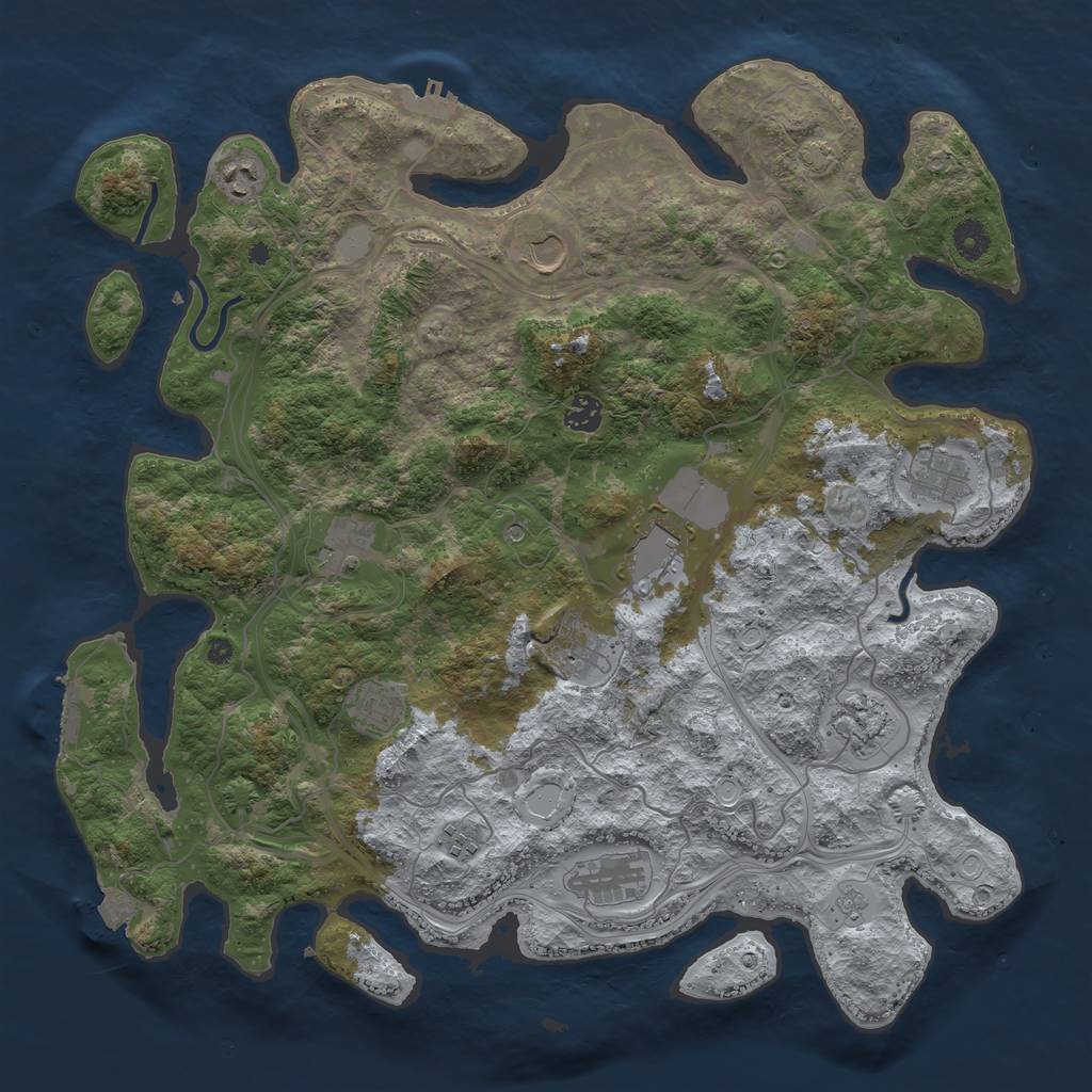Rust Map: Procedural Map, Size: 4250, Seed: 174686895, 19 Monuments