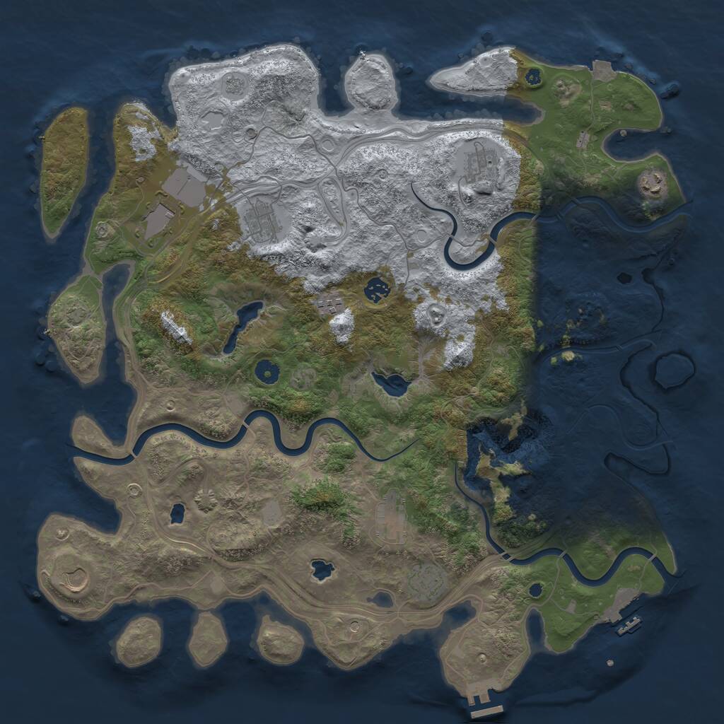 Rust Map: Procedural Map, Size: 4500, Seed: 121816718, 15 Monuments