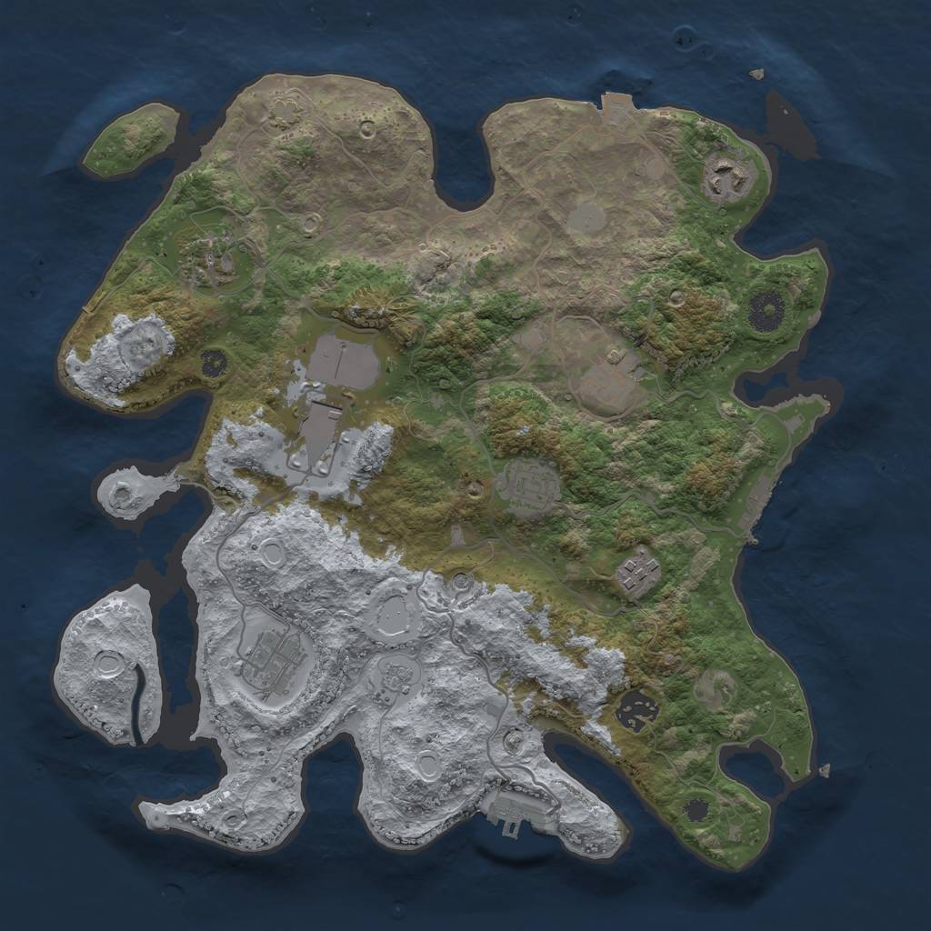 Rust Map: Procedural Map, Size: 3500, Seed: 164653221, 16 Monuments