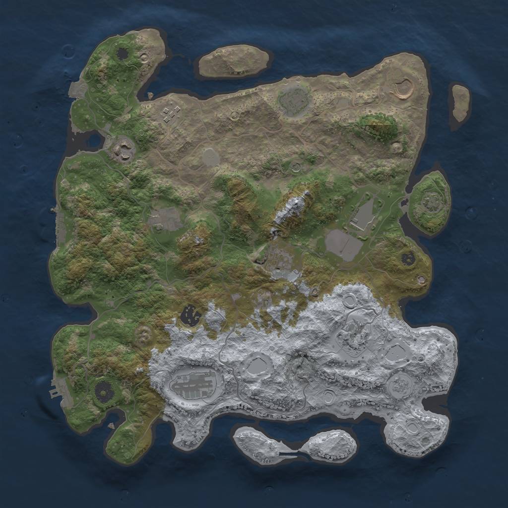 Rust Map: Procedural Map, Size: 3750, Seed: 719983889, 18 Monuments