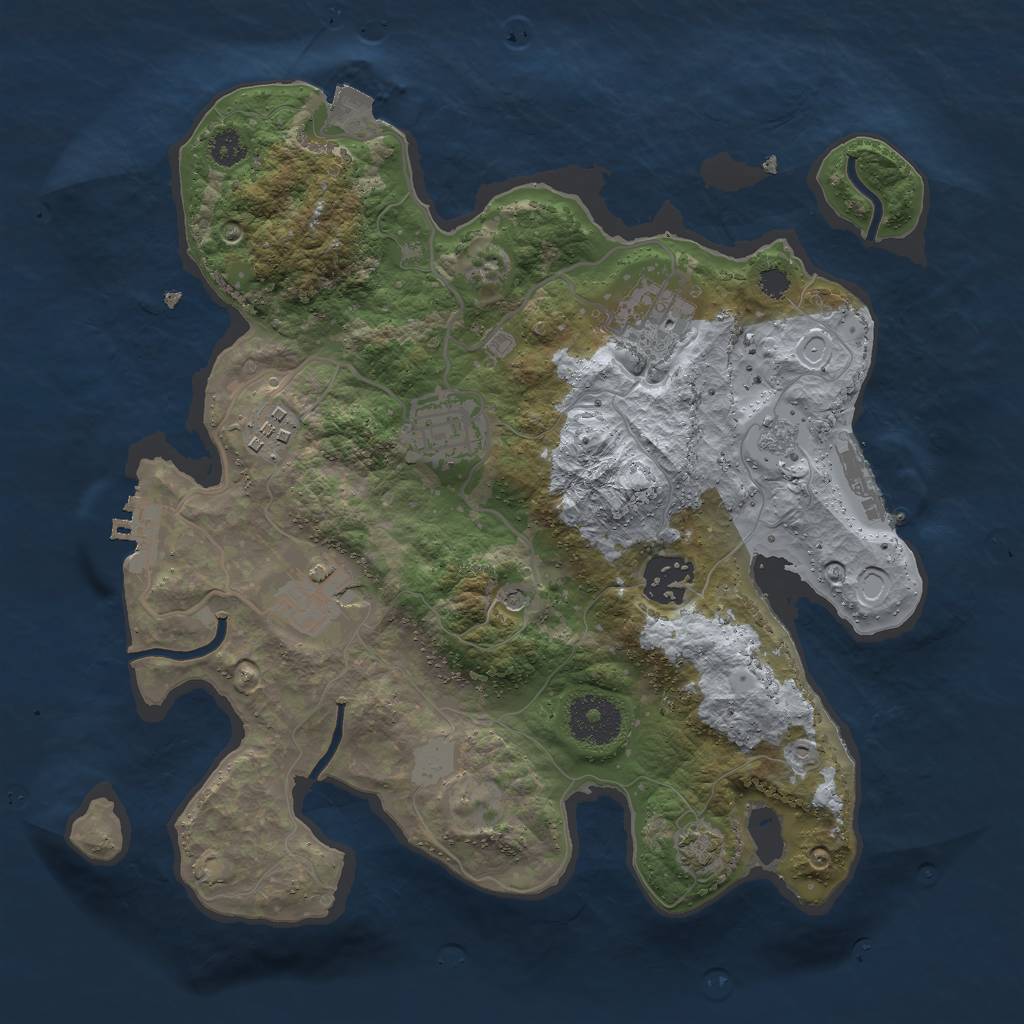 Rust Map: Procedural Map, Size: 3000, Seed: 1802999429, 13 Monuments