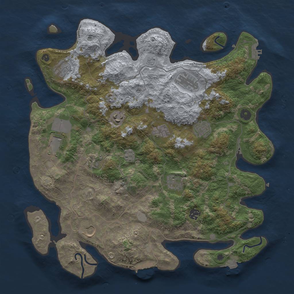 Rust Map: Procedural Map, Size: 4000, Seed: 130065912, 19 Monuments